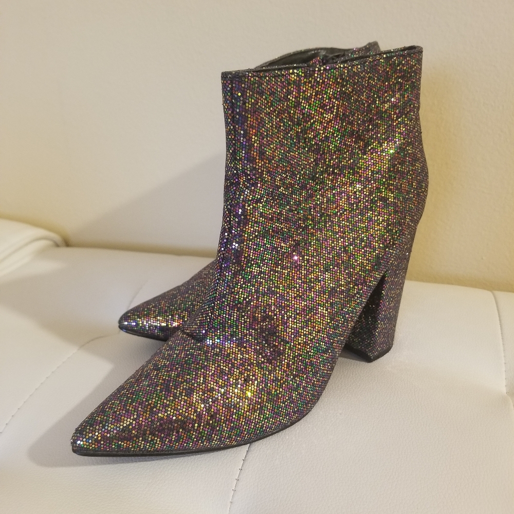 Sparkly Colorful Block Heeled Boots - image 4